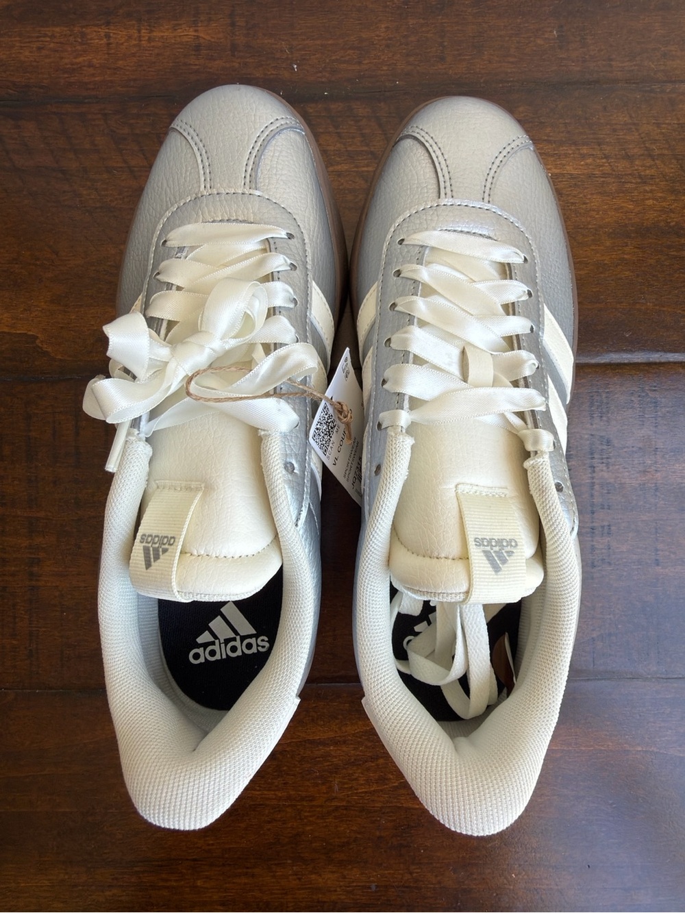 adidas VL Court 3.0 Silver White Metallic JQ7315 Women's Size 8 NWOB - Picture 4 of 12